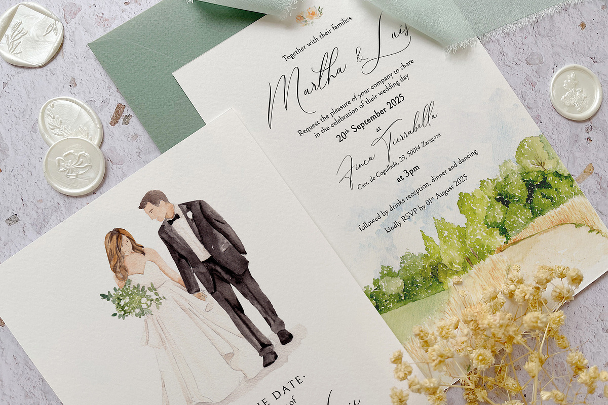 Bride & Groom Wedding Invitation, an Invitation Template by BlueRobinDesignShop (Photo 4 of 6)