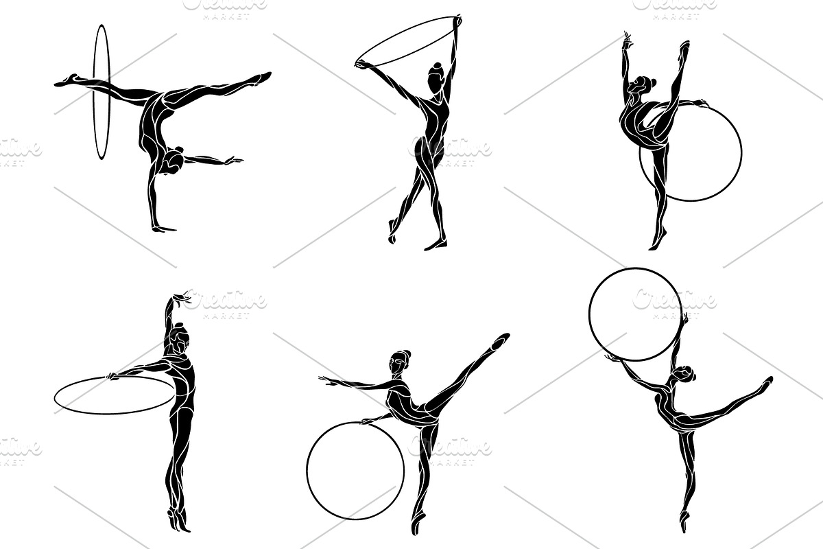 Rhythmic Gymnastics with Hoop set, a Sport Illustration by Kluva's Wavy Silhouettes (Photo 2 of 2)