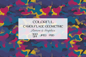 Colorful Hex Camo Pattern, a Pattern Graphic by StudioGlouna