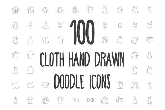 100 Cloth Hand Drawn Doodle Icons