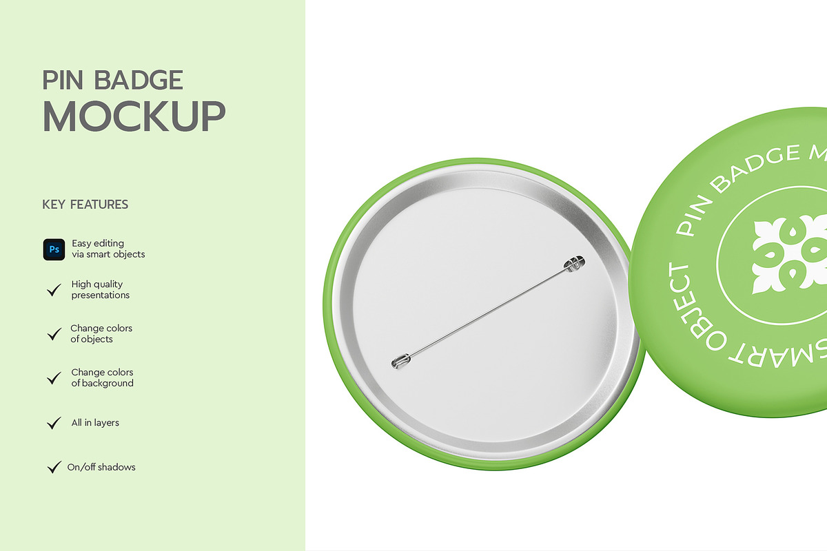 Round Metal Pin Badge Mockup, an Advertising Mockup by graphypix (Photo 2 of 4)