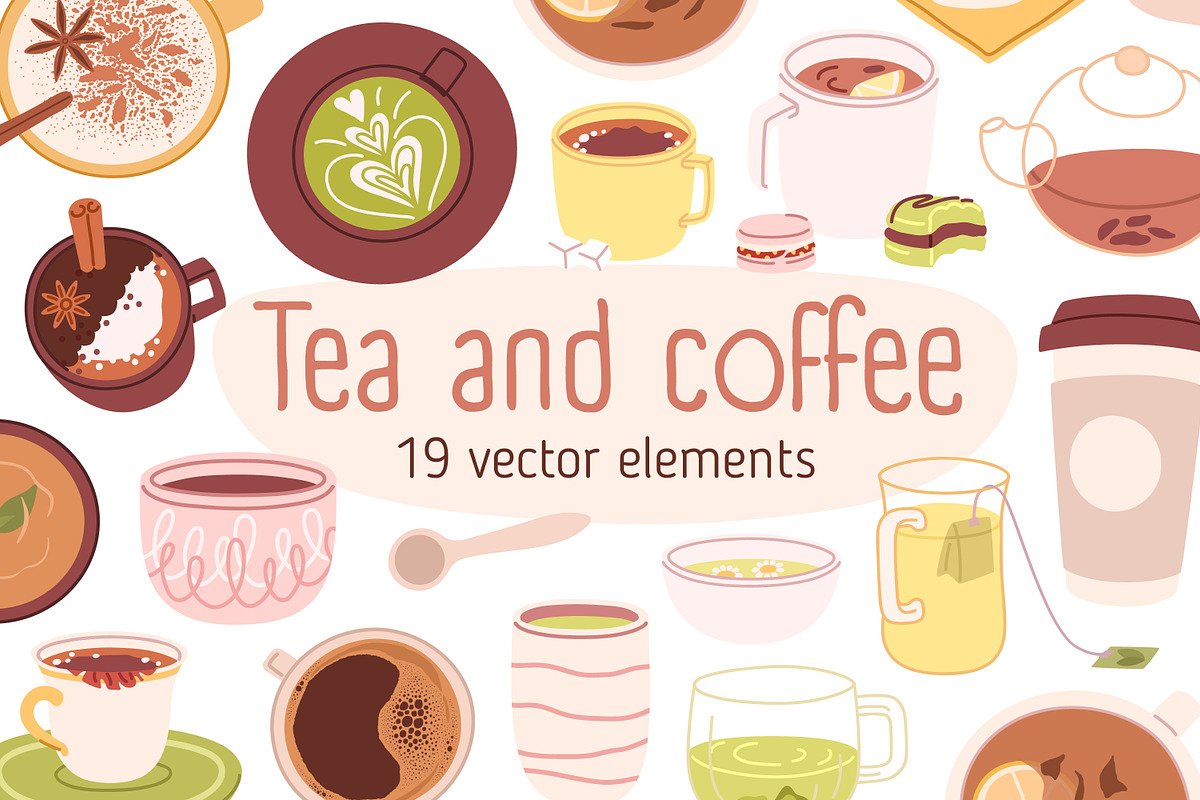 Cups of tea and coffee set, a Food Illustration by Good Studio (Photo 1 of 2)