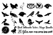 Bird Silhouette Vector Mega Bundle, an Animal Illustration by Designer_Momina (Thumbnail 1 of 21)