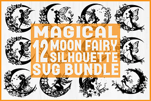vintage Magical Fairy Moon Set, an Object Graphic by jahid234