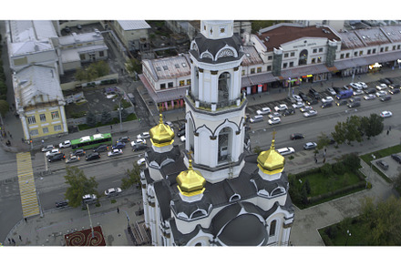 Top view of church in city center, a Transportation Photo by Media Whale Stock