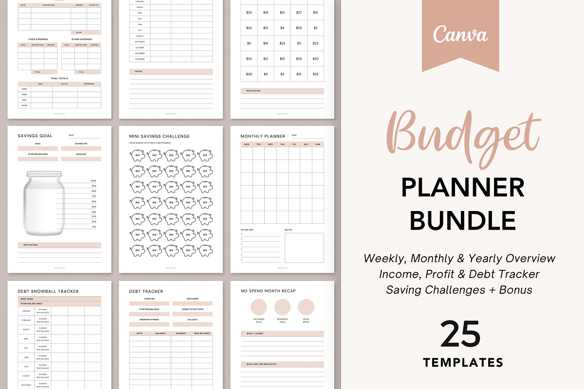 Budget Planner Bundle for Canva, a Templates & Theme by DeeBeeDesign (Photo 1 of 11)