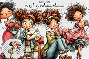 Quirky Valentine Day Woman Clipart, a Seasonal Illustration by Rose Art (Thumbnail 1 of 6)