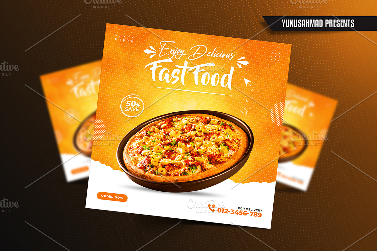 Fast Food Instagram Post Template, a Social Media Template by Yunus Ahmad (Photo 3 of 5)