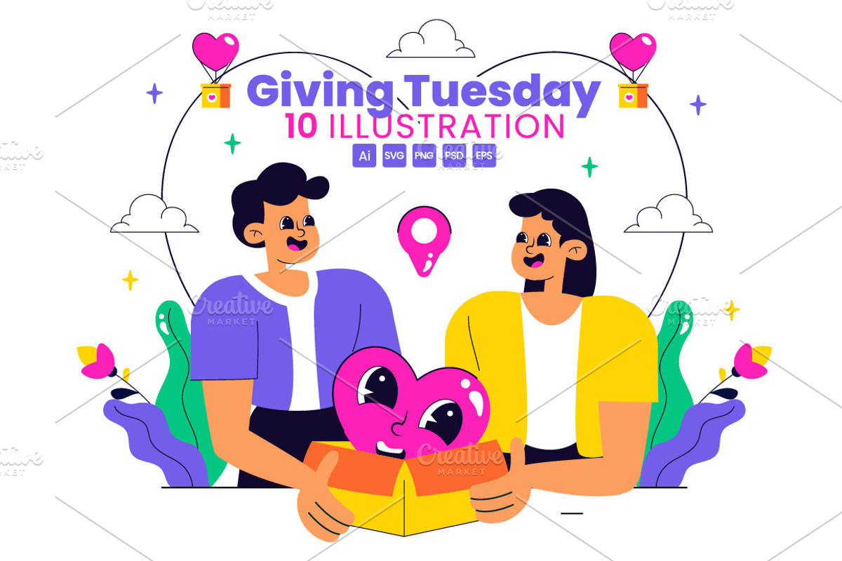 10 Happy Giving Tuesday Illustration, a Person Illustration by denayunebgt (Photo 1 of 4)