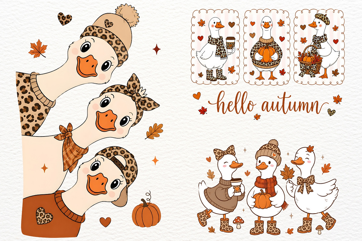 Fall Tshirt Prints Silly Goose Png, a Seasonal Illustration by SugarCloudStudioArt (Photo 3 of 5)