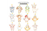 Farm Birthday Watercolor Clipart, an Illustration by CharmClipart (Thumbnail 2 of 8)