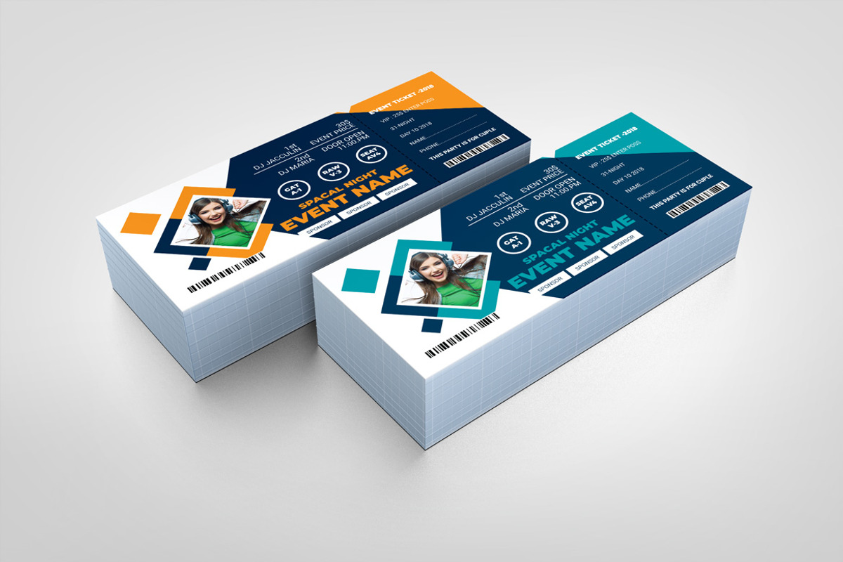 Modern Event Ticket Design Template, a Card Template by BrandlyTemplate (Photo 1 of 3)