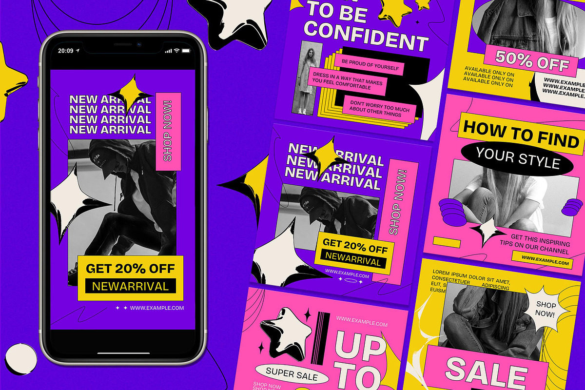 Purple Brutalism Fashion Instagram, a Social Media Template by Aiyari Graphic (Photo 1 of 3)