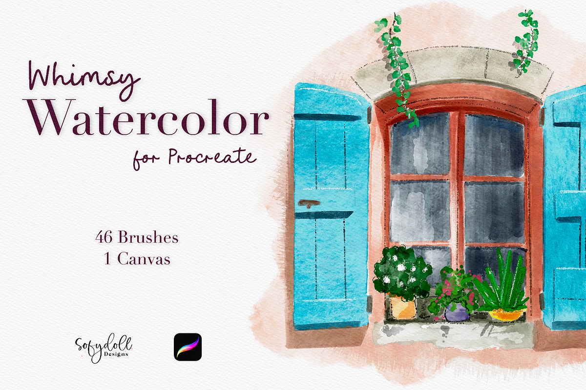 Whimsy Watercolor for Procreate, a Brush Add-On by Sofydoll Designs (Photo 1 of 9)