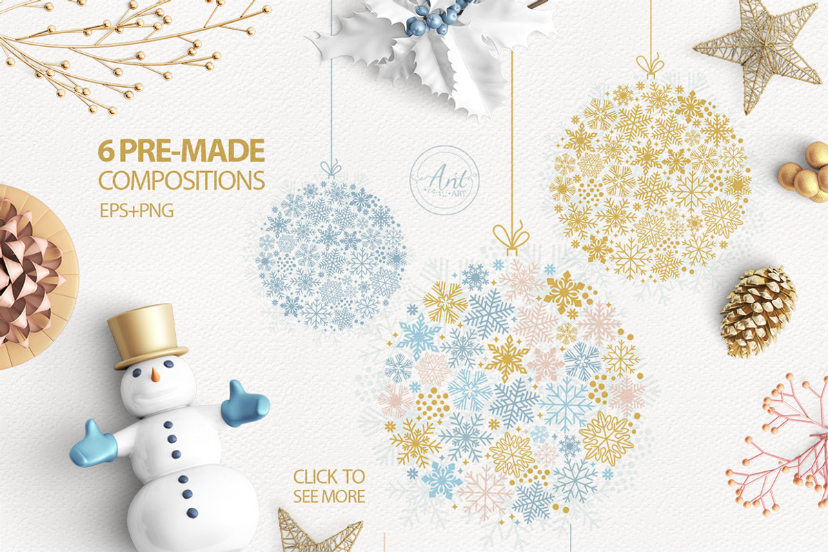 Sparkling snowflakes collection, a Seasonal Illustration by antuanetto (Photo 6 of 16)