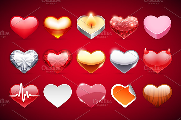 Vector Icons Hearts Set preview 5