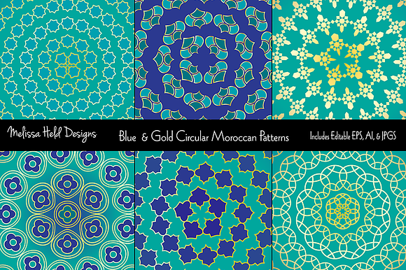 Blue Gold Circular Patterns