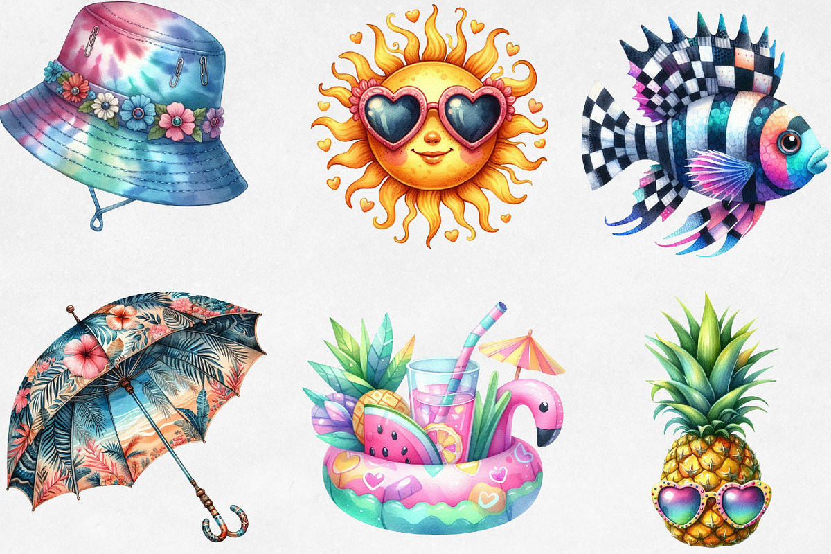 Funky Summer Sublimation Clipart, an Illustration by Designking (Photo 3 of 4)