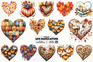 Love Shaped Autumn Clipart Bundle, an Illustration by Pixels.Craft