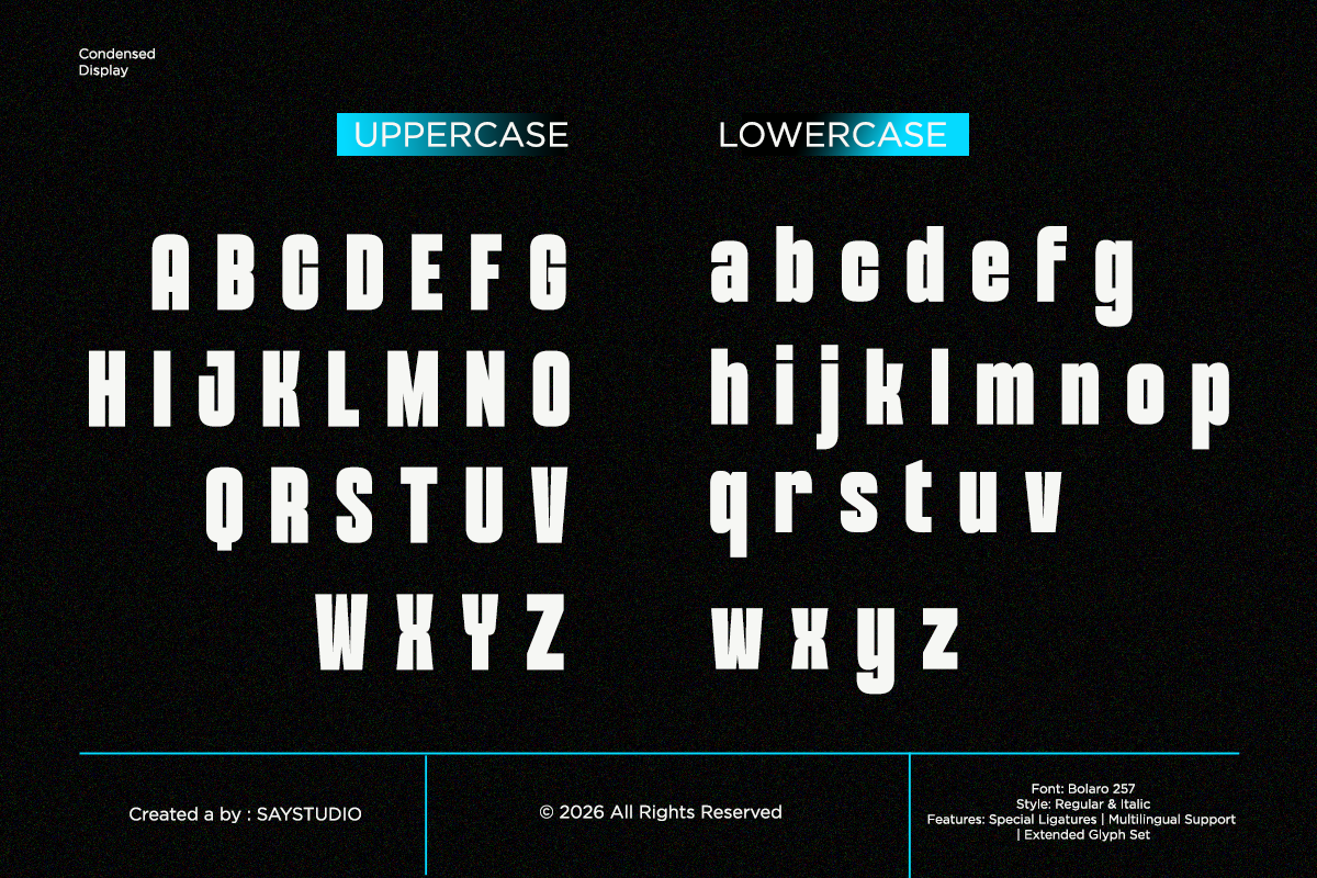 Bolaro - Condensed Display Font, a Sans Serif Font by Say Studio (Photo 13 of 17)