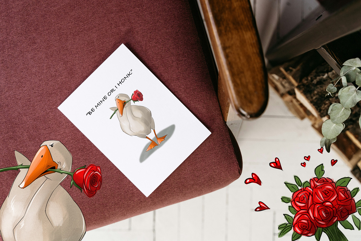 Valentine Goose Clipart Set, a Seasonal Illustration by IrynaPanashii (Photo 5 of 10)