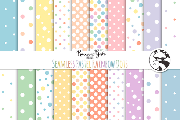 Seamless Pastel Rainbow Polka Dots preview 2