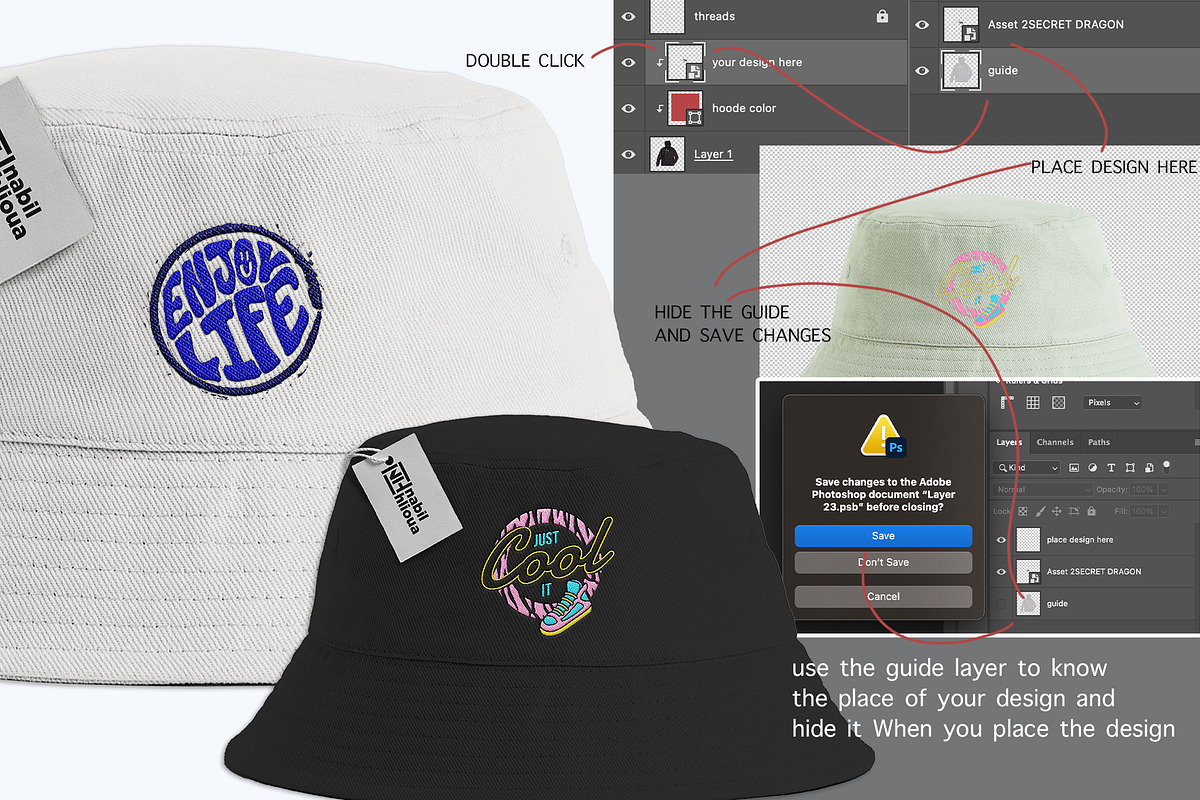 embroidery bucket hat PSD Mockup, a Hat Mockup by NH graphic (Photo 2 of 4)