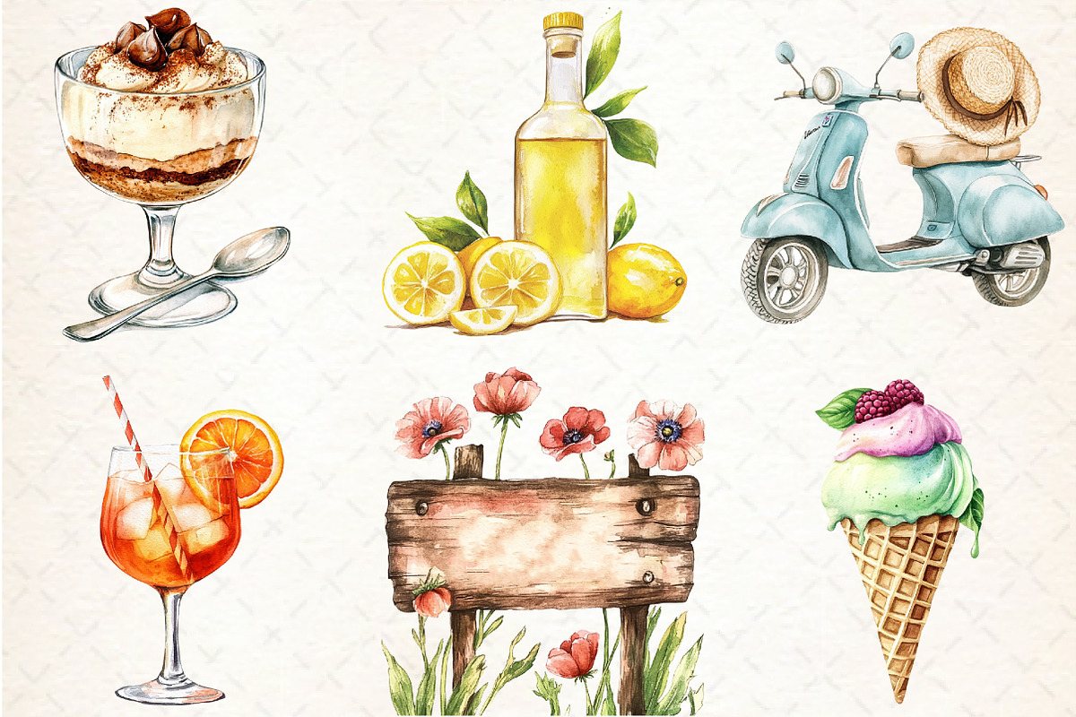 Italian Summer Clipart, an Illustration by Libby Wishes (Photo 6 of 7)