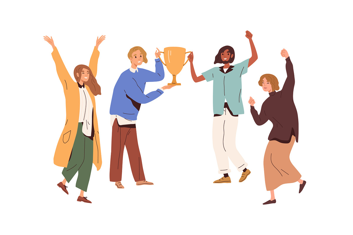 Winners with cups and awards set, a Person Illustration by Good Studio (Photo 3 of 6)