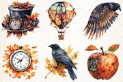 Watercolor Steampunk Autumn Clipart, an Illustration by Libby Wishes (Thumbnail 3 of 9)