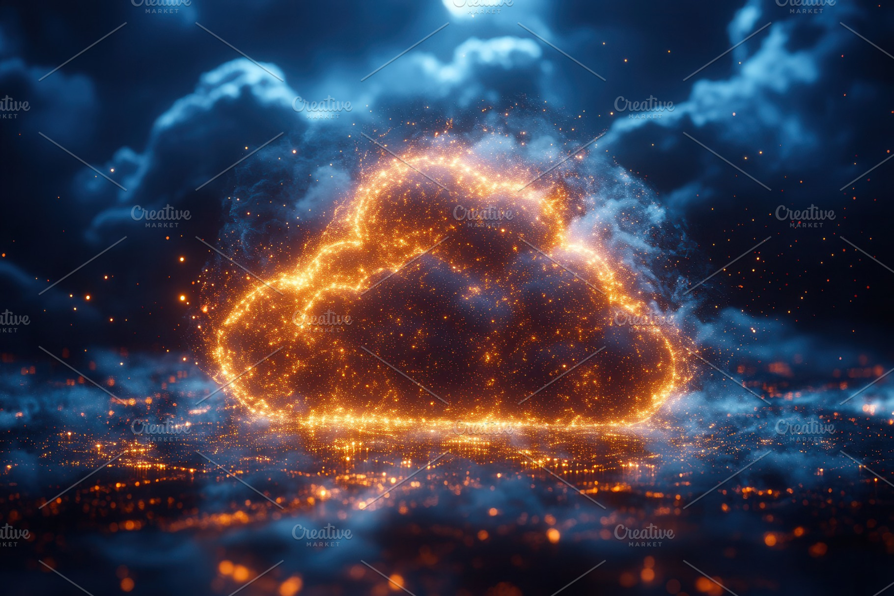 Illuminated cloud formation glowing, a Photo by Tanuart