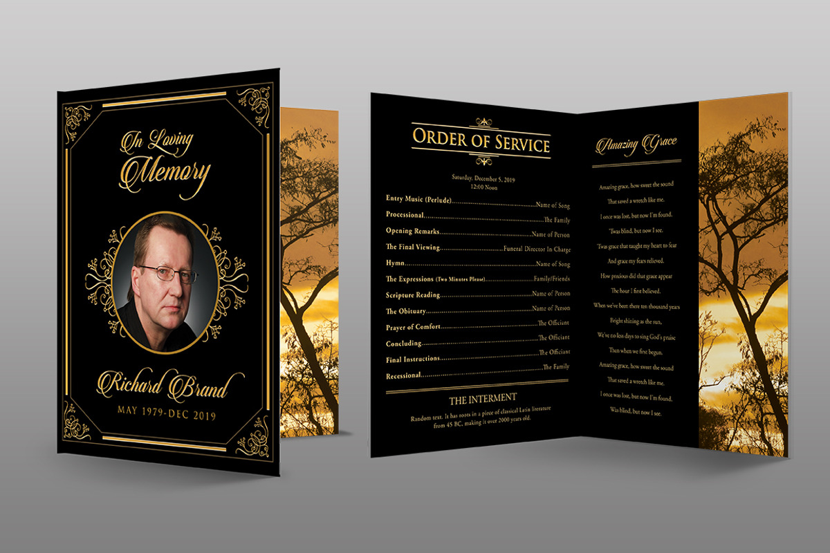 Classic Black & Gold Funeral Program, a Brochure Template by Royallove (Photo 5 of 5)