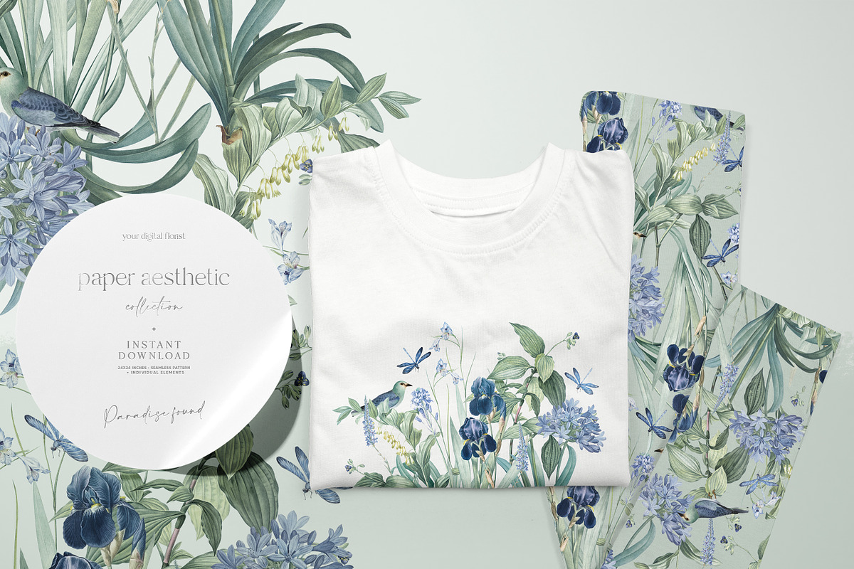 Mint Floral Luxury Paper Pack, a Pattern Graphic by paper aesthetic (Photo 6 of 7)