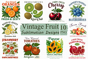 Vintage Fruit Sublimation PNG Bundle, an Illustration by Libby Wishes (Thumbnail 1 of 11)