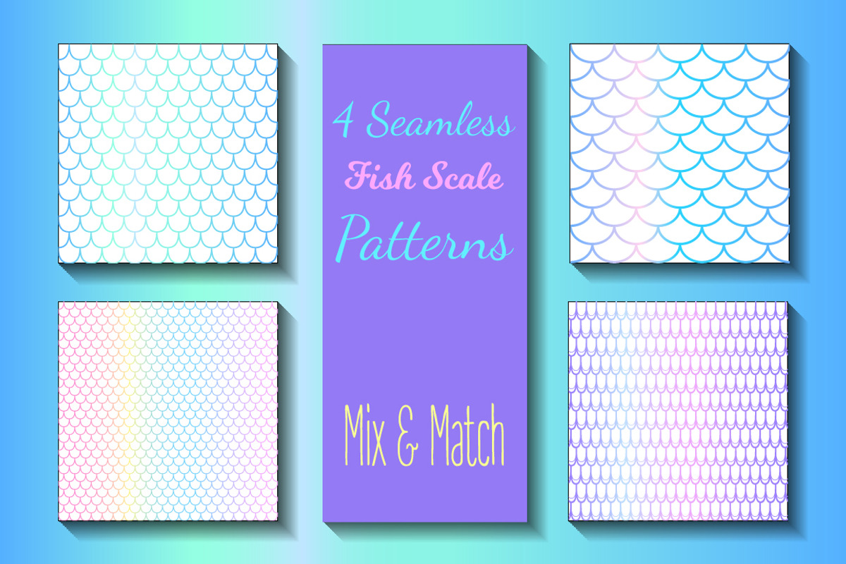 Mermaid Seamless Patterns Bundle, a Pattern Graphic by RabbitAndPencil (Photo 7 of 11)