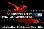 60 Paint Splash Brushes for PS, a Brush Add-On by Creative Graphics (Thumbnail 1 of 10)