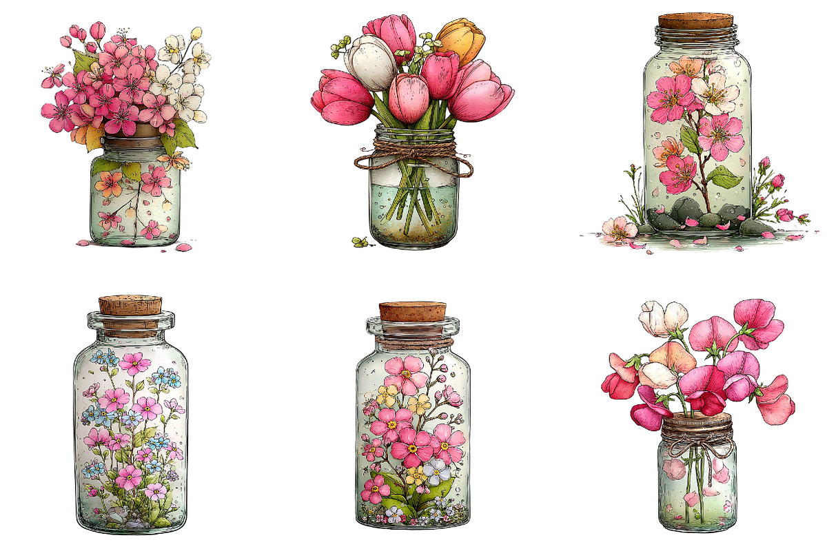 Spring Flowers Jar Clipart, an Illustration by Sublimation Artist (Photo 4 of 7)
