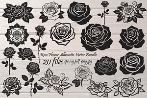 Rose Flower Silhouette Vector Bundle, an Illustration by Designer_Momina