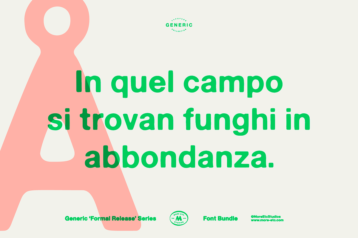 Generic – Formal Release (3 Fonts), a Sans Serif Font by More Etc. Studios (Photo 4 of 10)