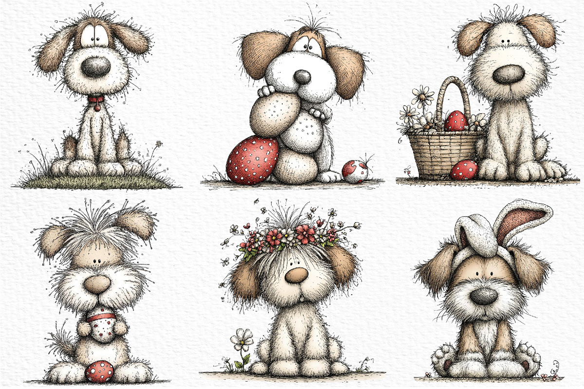 Whimsical Easter Dog Clipart, an Illustration by Craft Nest (Photo 3 of 11)