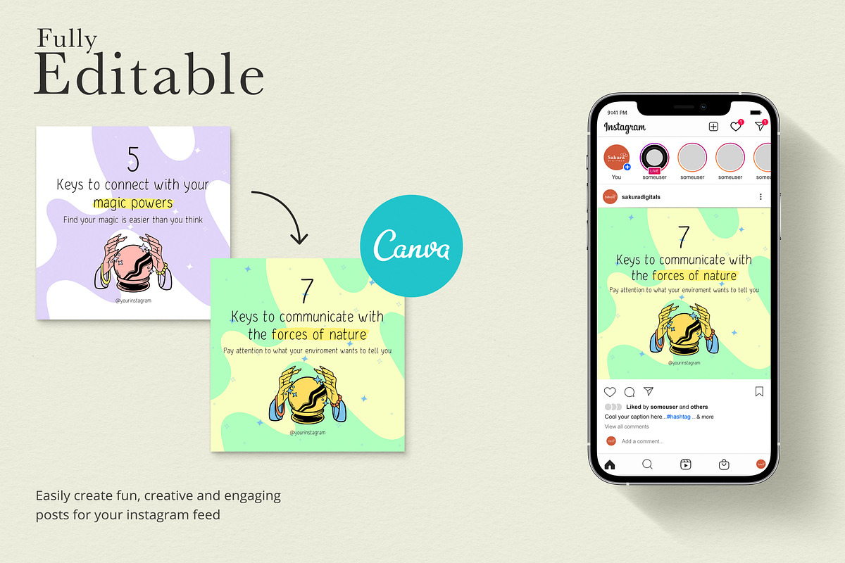 Mystic Coach Instagram Templates, a Social Media Template by Sakura Digitals (Photo 2 of 6)
