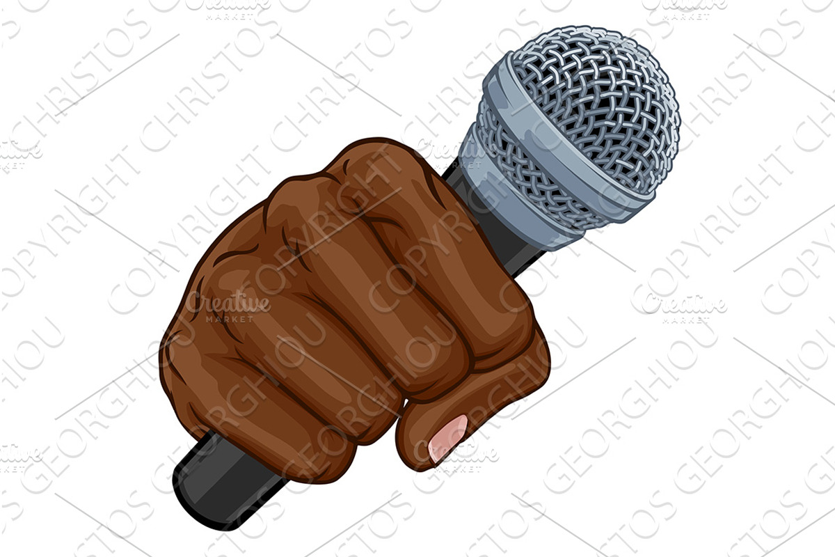 Microphone Fist Hand Comic Book Pop, an Illustration by Christos Georghiou