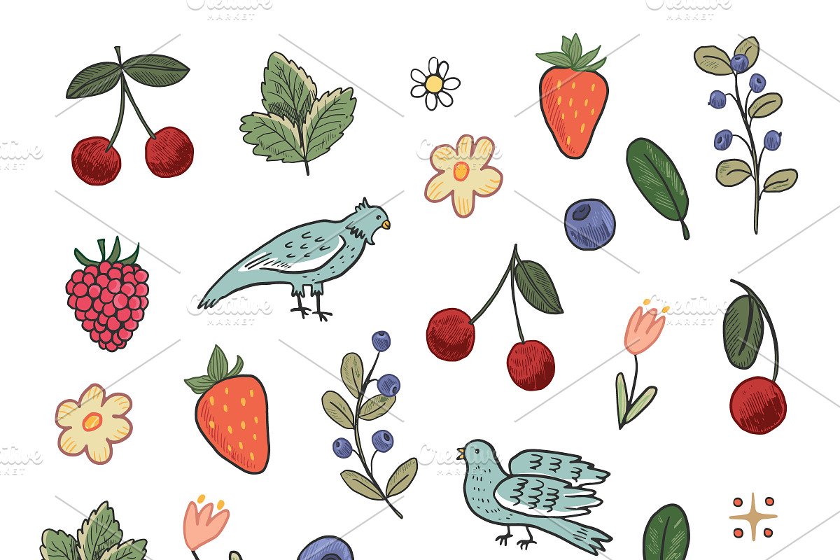 Flowers Birds Berries, a Pattern Graphic by GooseFrol (Photo 17 of 18)