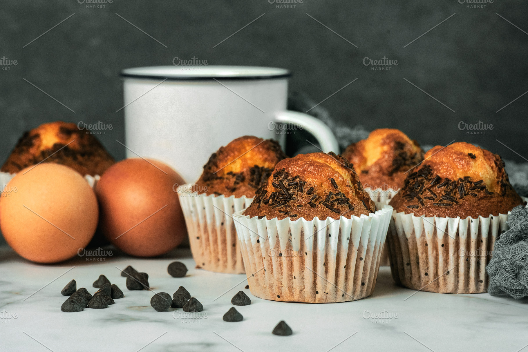 Closeup of homemade chocolate muffin, a Food & Drink Photo by esthermm