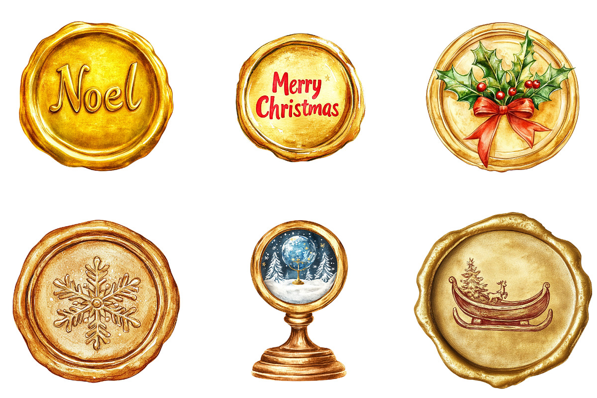 Christmas Golden Wax Seal Sublimatio, an Illustration by DreamArtGraphic (Photo 4 of 5)