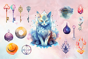 Watercolor Esoteric Elements Clipart, a Decorative Illustration by MuzaArtStudio (Thumbnail 2 of 6)