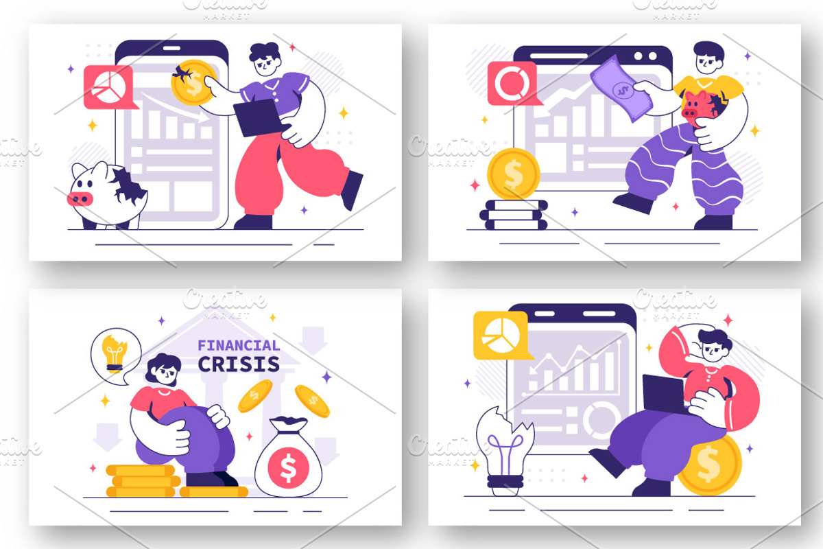 10 Financial Crisis Illustration, a Finance Illustration by denayunebgt (Photo 3 of 4)