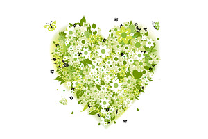 Floral Heart Shape, Summer Green