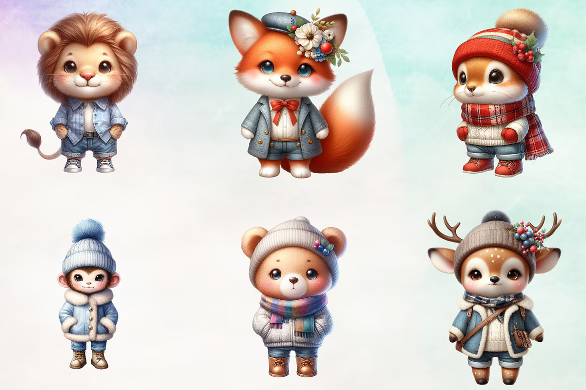 Watercolor Cute Animals Clipart, an Animal Illustration by Craft Nest (Photo 4 of 4)