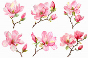 Watercolor Pink Magnolia clipart, an Illustration by Libby Wishes (Thumbnail 5 of 7)